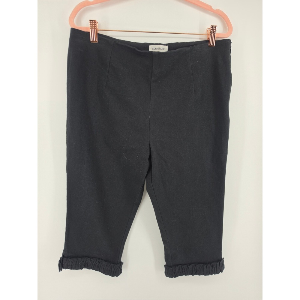 Damson Madder Womens Black Ruffle Hem Crop Capri Pants Size y2k 14 SS25-DM-1238